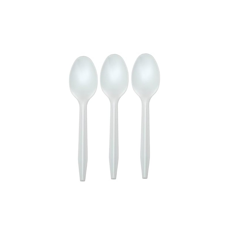 100 Pack Reusable Plastic Spoons | Heavy Duty Clear Table