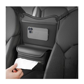 Ohleats Car Organizer Storage Between Seats, Nappa Leather Auto Handbag Holder for Document Phone Storage, Large Capacity Automotive Console Pocket Purse, Car Accessories (Black)