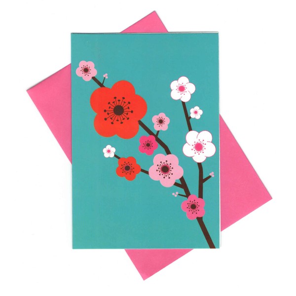 Floral Themed Set of 8 Blank Notecards ~ Red, White