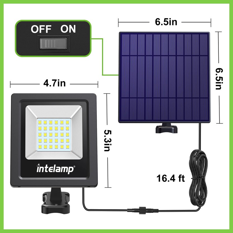 intelamp Solar Lights Outdoor, 4400mAh Solar Powered Flood Lights, Security