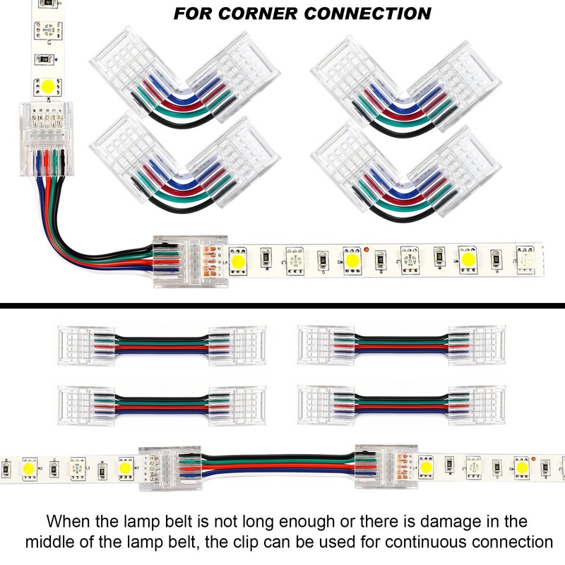 10 Packs 5 Pin RGBW LED Strip Connector Kit 10