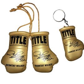 SPEED FROG Deontay Wilder GOLD car accessories mini boxing gloves & keyring set autographed print memorabilia gift gifts for men women (DeontayWilder)