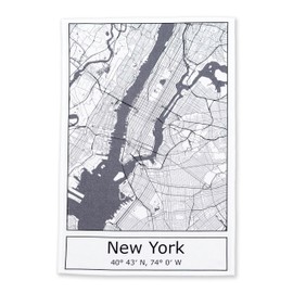Moin Socks New York: Tea Towel/Drying Towel/Kitchen Towel with Map or City Map of New York