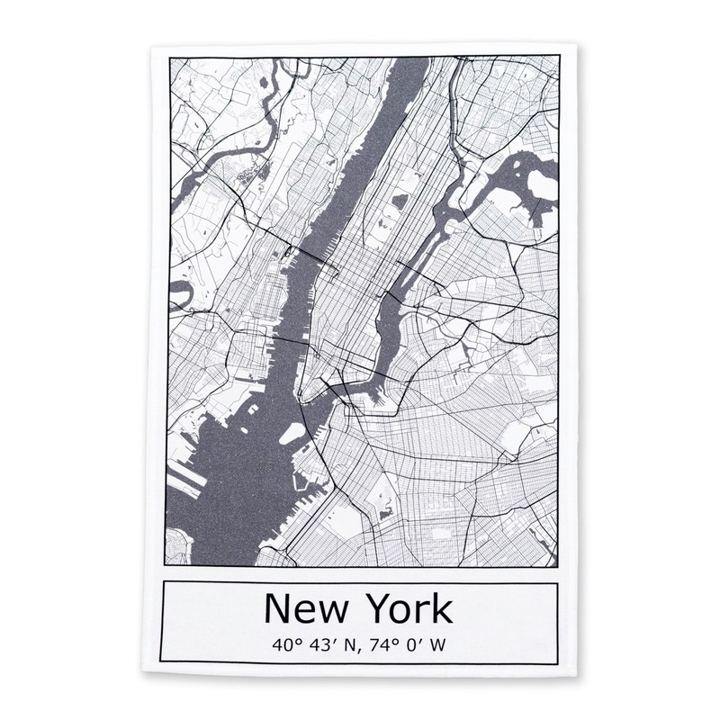 Moin Socks New York: Tea Towel/Drying Towel/Kitchen Towel with Map