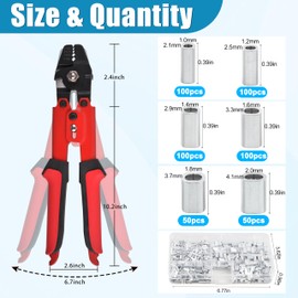 Fishing Crimping Tool Kit, Crimping Pliers with 500pcs Aluminum Crimp Sleeves Set Wire Rope Fishing Line Crimping Kit (Red Plier+500pcs Sleeves)