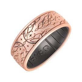 Enso Rings Lord of The Rings Collection - Comfortable DualTone Silicone Rings - Flexible Design - Arwen's Evenstar - Rose Gold/Platinum - 7