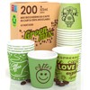 200 Paper Coffee Cups 65ml Green Mix Eco Friendly Biodegradable