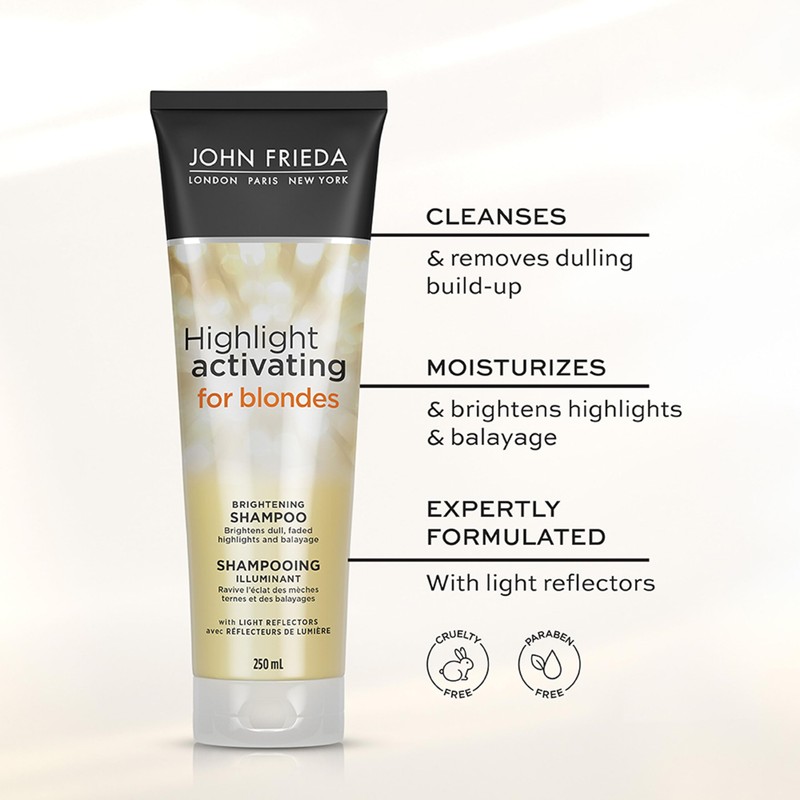 john frieda sheer blonde highlight activating shampoo,platinum to Champagne 8.3