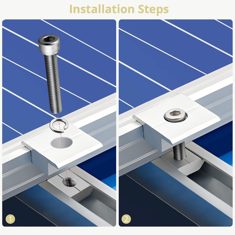 Anbte 10pcs Solar Panels Centre Clamps 30mm, Aluminium Solar Panel