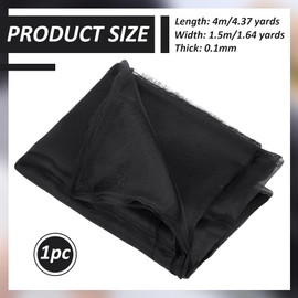 PH PandaHall Black Sheer Organza Fabric by The Yard, 59 inch Wide Twinkle Sheer Fabric Solid Silky Organza Tulle Fabrics Polyester Fabrics for Wedding Dress Craft Decoration, 4.4 Yards