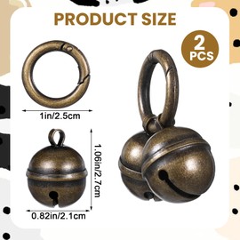 SynHHergyx 2 Pcs Loud Copper Bell for Dog Cat Pet Bells for Collar Brass Pet Bells with Quick Clips