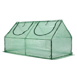 Aoodor 4 x 2 x 2 ft Mini Greenhouse with 2 Zipper Doors, Water Resistant, UV Protected for Flowers, Vegetables and Herbs, Green