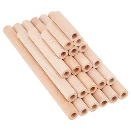 OLYCRAFT 38pcs Hollow Wooden Rods 5/10/15/20cm Beech Wooden Dowel Rods Unfinished Natural Wood Craft Dowel Rods Hardwood Sticks for DIY Projects Crafting Grain Baskets Making - Hole 8mm