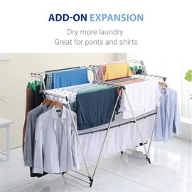 Letusto W-Rack Laundry Clothes Drying Rack - Indoor & Outdoor Folding Clothing Rack Foldable - Stainless Steel Laundry Garment Dryer Stand (Extension-Only)