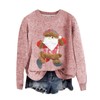 QUINTRA Oversized Pullover Women's Santa Print Sweatshirt, Long Sleeve Crew