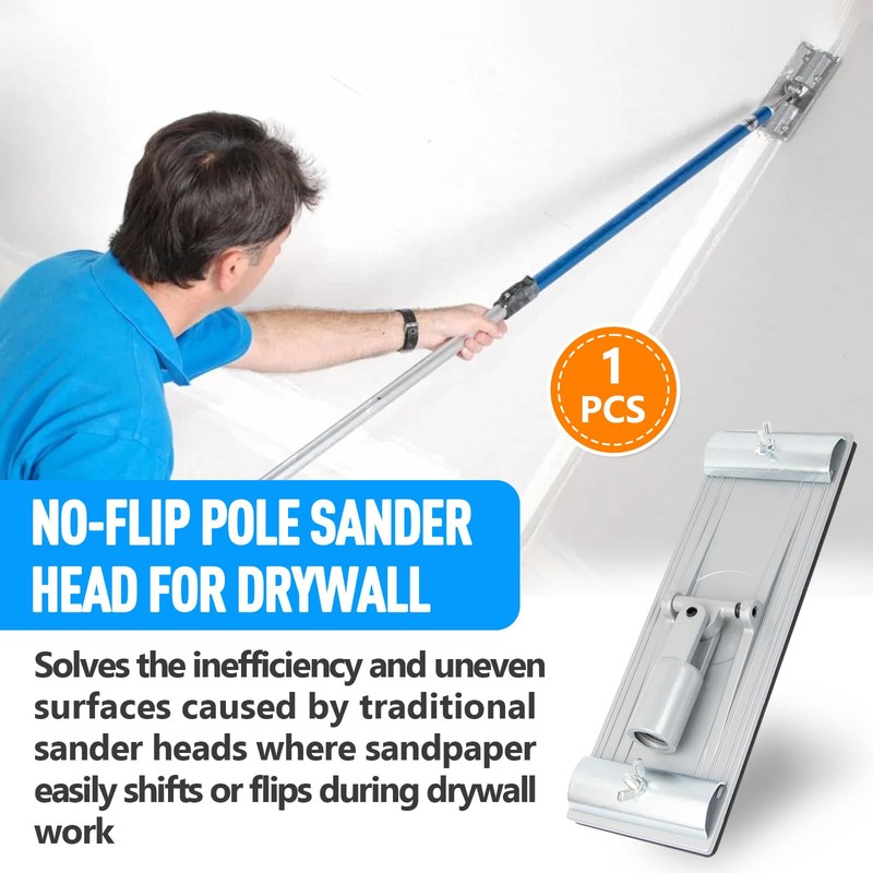 No-Flip Drywall Sander Head with Quick Release Clips and Universal