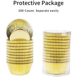 Vibrille Gold Foil Cupcake Liners Standard Muffin Baking Cups, 200-count