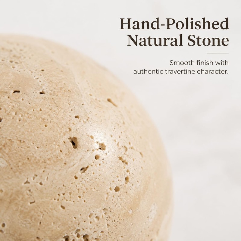 Artisanal Abode Natural Travertine Decorative Sphere, 3.94 Inch Stone Ball