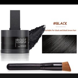 Hairline Powder - Hair Root Dye - Root Touch Up Powder for Thin Hair - Enhance Hairline Powder - Instantly Hair Color Shadow Cover Gray Hair Root - Hair Touch-Up, Includes Brush (Black, 4g)