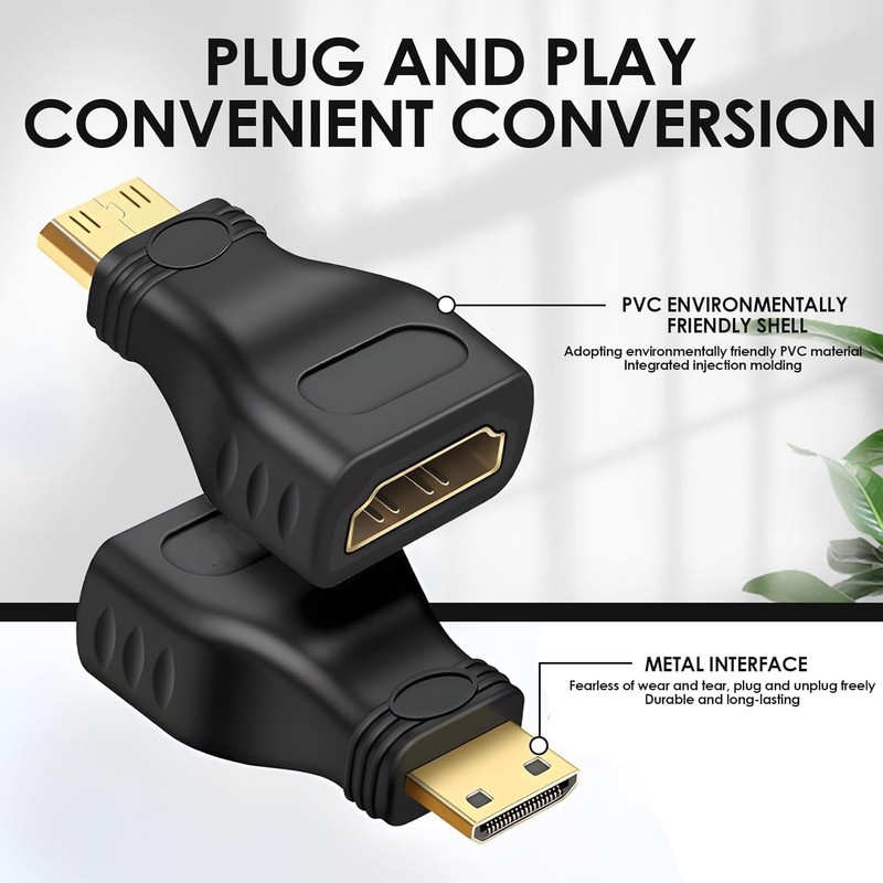 AYMBH Mini HDMI to HDMI Adapter, Gold-Plated Male to Female