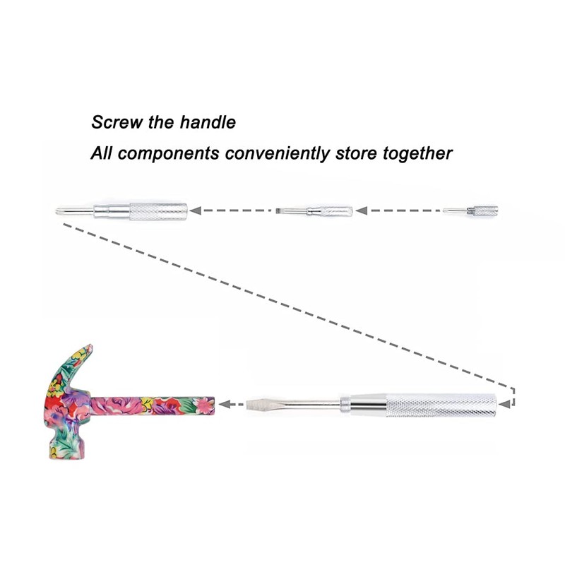 6 in 1 Metal Hammer & Screwdriver Multitool Set with