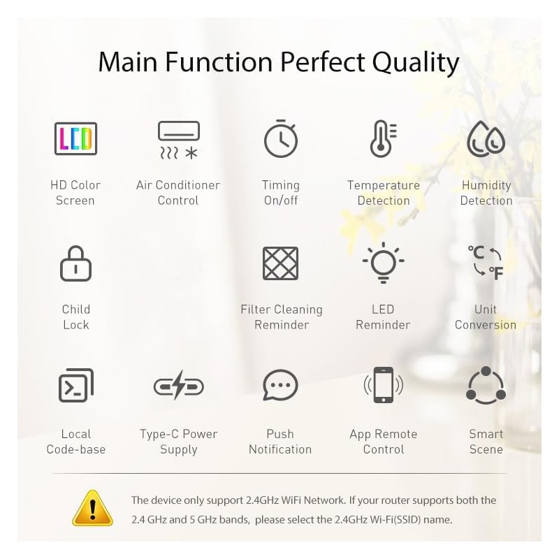 Smart Air Conditioner Controller, WenzhiIoT WiFi Thermostat for Mini-Split,Window,Portable AC&Heat