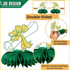 Graduation Centerpieces for Tables 2023 - Green Graduation Table Centerpieces - Double Sided Graduation Party Centerpieces 2023 - Grad Centerpiece Table Decorations - Class of 2023 Decorations