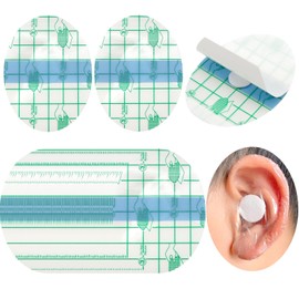 BORISCA Pack of 60 Waterproof Ear Patches, Disposable Ear Waterproof Stickers Adult Earmuffs Water Children Ultra Thin Ear Stickers Transparent Waterproof Ear Stickers for Earrings Masking Sports