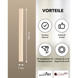 gravurART Sealing Wax Flexible for Wax Gun - Stylish Seal Letters with the Pack of 6 Wax for Sealing Stamp in Blush - 7 mm