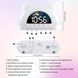tlidfgeo Kids Alarm Clock, Sunrise Alarm Clock, Toddler Sleep Training Clock with 11 RGB Color Night Lights, OK to Wake Clocks for Girls Boys Teens, Dimmable Digital Clocks, Child lock, Dual Alarms
