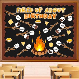 133 Pcs Marshmallow S'More Bulletin Board Camping Classroom Decoration Back to School Cutouts Party Decor Woodland Wall Decal for Teacher Students Classroom Supplies Fired About Birthday Party Favor