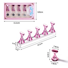 Set of 2 Nail Stands for Press on Nails Display, Acrylic Nails Art Practice Stands, Nail Tips Holder for Nail Tips Exercise, DIY Nail Art Stand for False Nail Tip, Manicure Tool (Pink)
