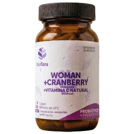 Bioflora Probióticos Woman + Arándano + Vitamina C, 60 Cápsulas Veganas Ácido Resistentes con 3 Diferentes Cepas de Probióticos e Inulina Orgánico com