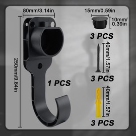 Type 2 Wall Mount EV Charger Holder, Robust and Durable Cable Wall Mount, Wallbox Cable Holder for Type 2 Charging Cable, Black
