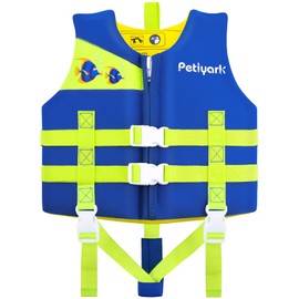Swim Vest for Kids, Toddler Swimming Float Vest Training Buoyancy Aid with Collar Handle Safety Reinforced, Kids Swim Vest with Adjustable Safety Strap for Children Ages 1.5-10 Years - S