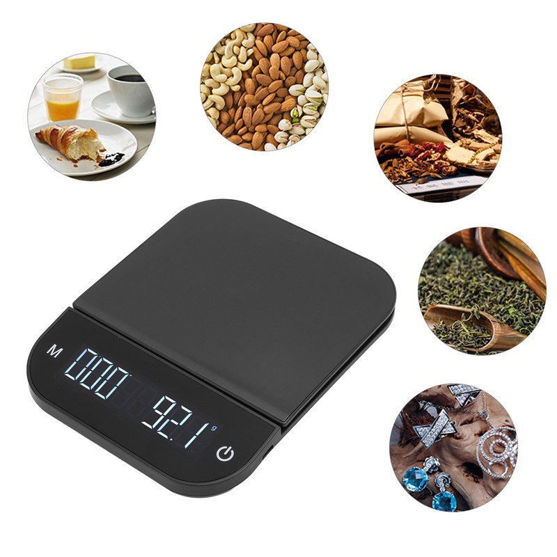 Kitchen Scale 0.1g to 6.6lb LED Display Touch Control Tare