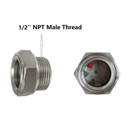 Compressor Oil Sight Glass 1/2 NPT Male Hex Head Stainless Steel Oil Sight Glass Liquid Level Gauge Oil Indicator Window For Air Compressor Gearbox Hydraulic Tank Sight Glass (1/2'' NPT Male)