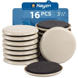 Kayzn Furniture Sliders 16pcs 3 1/2 inch - Heavy Duty Reusable Round Sliders for Moving Furniture on Carpet, Easily Move Couches/Beds/Armoires