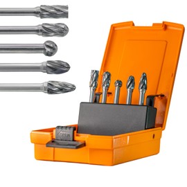 Deruilong 5pcs Carbide Burrs for Aluminum -Aluma Cut Carbide Rotary Burr Files Set 1/4"(6.35mm) Shank for Die Grinder Drill,Metal Carving,Polishing,Engraving, Drilling