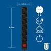 UNITEC H05VV-F 3G1.5 mm² Table Socket with Plug Switch, 6-Way,