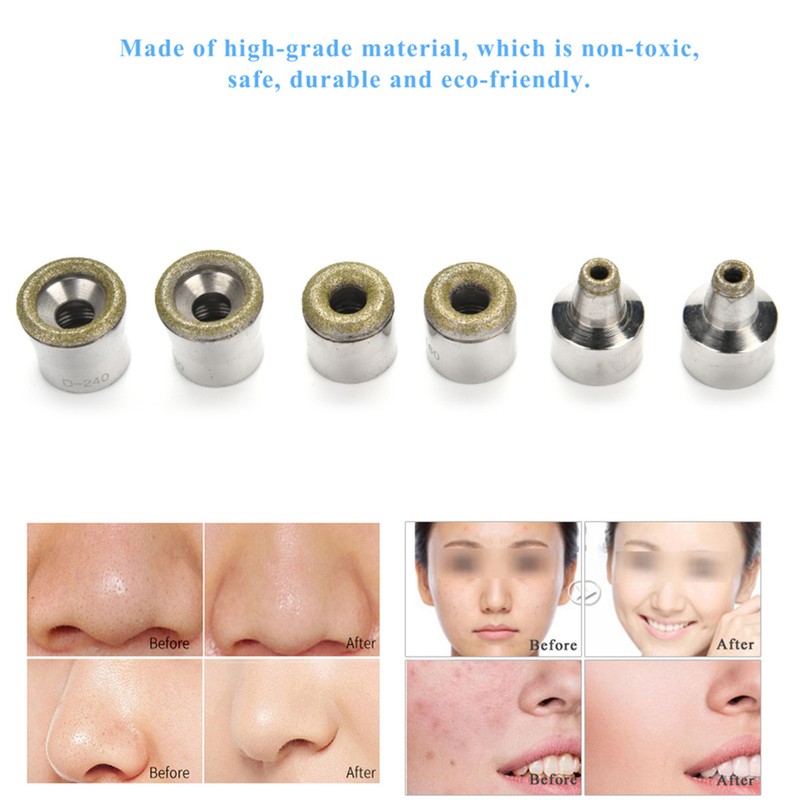 6Pcs Replacement Diamond Microdermabrasion Dermabrasion Tips Stainless Steel Filter Set