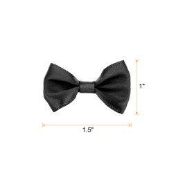 MECCANIXITY 50pcs Black Bow Ties 1.5" x 1" Mini Bowknot for Crafting Little Satin Bows Bulk for DIY Sewing Scrapbooking Wedding Gift Present Home Decoration