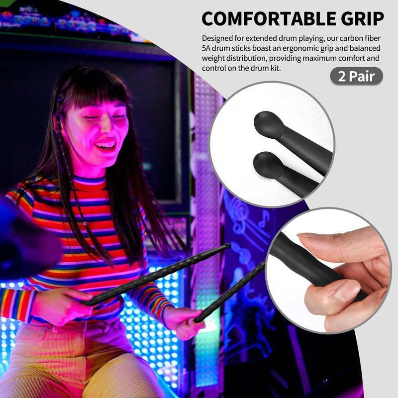 Drum Sticks 5A Drumsticks (2Pack-Black)