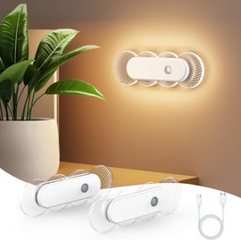 TAPTIM Motion Sensor Night Light, Warm White Rechargeable Stair Lights Indoor, Wireless Magnetic LED Sensor Light for Bedroom, Bathroom, Closet, Cabinet, Hallway, Kitchen, Nursery Room(2 Pack)