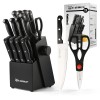 19-Piece Plastic Handle Carbon Steel Kitchen Knife Block Set with