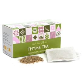 Organic Thyme Tea by Alpi Nature, 80 Thyme Tea Bags, 80g 2.8 oz, Pack of 4 x 20 Tea Bags of 1g each, Dried Thyme for Preparing Herbal Tea and Thyme Tea