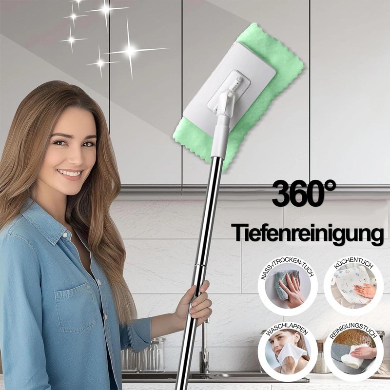 DAILIENFUS Mop with pressure clamping system: no hand washing, 1