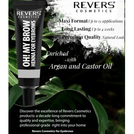 REVERS COSMETICS Eyebrow Tint, Bio Professional Formula, Eye Brow Tint Kits With Argan Oil & Castor Oil (Omega 6, Carotene, Vitamins A, E, F): Up to 15 Applications