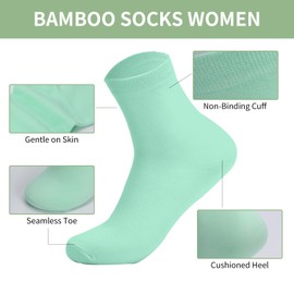 Fjquamitix Bamboo Socks Women 4-7, Ladies Seamless Socks, Extremely Soft, Thin, Socks Women For Business Trouser Casual, Non-Binding, Breathable, Comfortable,6 Pairs