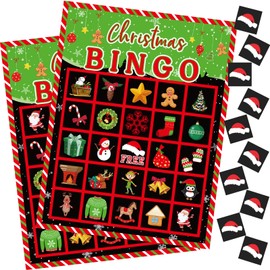 SKYLETY Holiday Christmas Bingo Game for Kids Christmas Bingo Cards Christmas Bingo Sets Christmas Party Decorations School Classroom Holiday Party Craft Supplies 24 Players